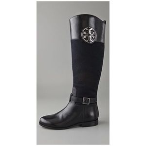 RARE Tory Burch Navy and Black Riding Boots